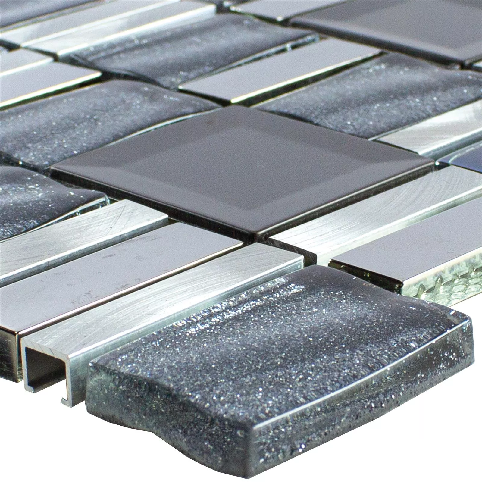 Glas Aluminium Mozaïek LaCrosse Zwart Grijs Zilver