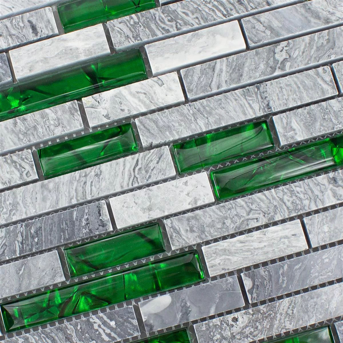 Sample Glas Natuursteen Mozaïek Tegels Sinop Grijs Groen Brick