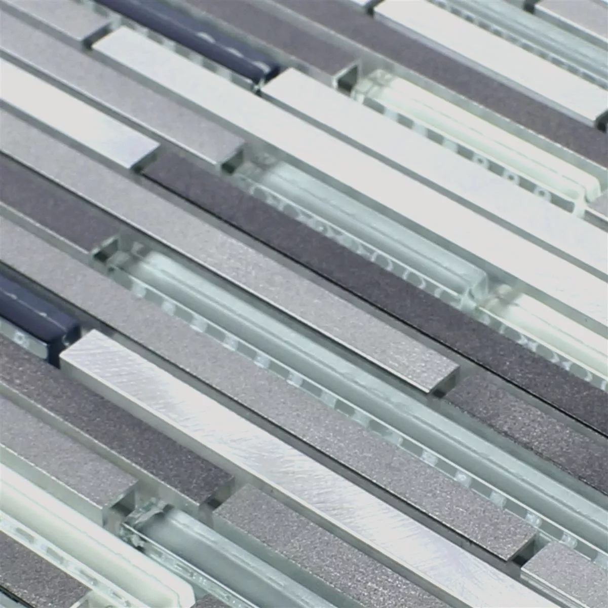 Sample Glas Metaal Mozaïektegels Freeway Zwart Zilver