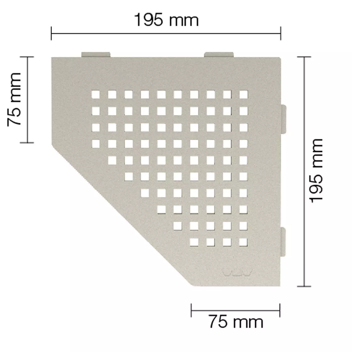 Wandplank doucheplank Schlüter 5eck 19,5x19,5cm Vierkant Crème