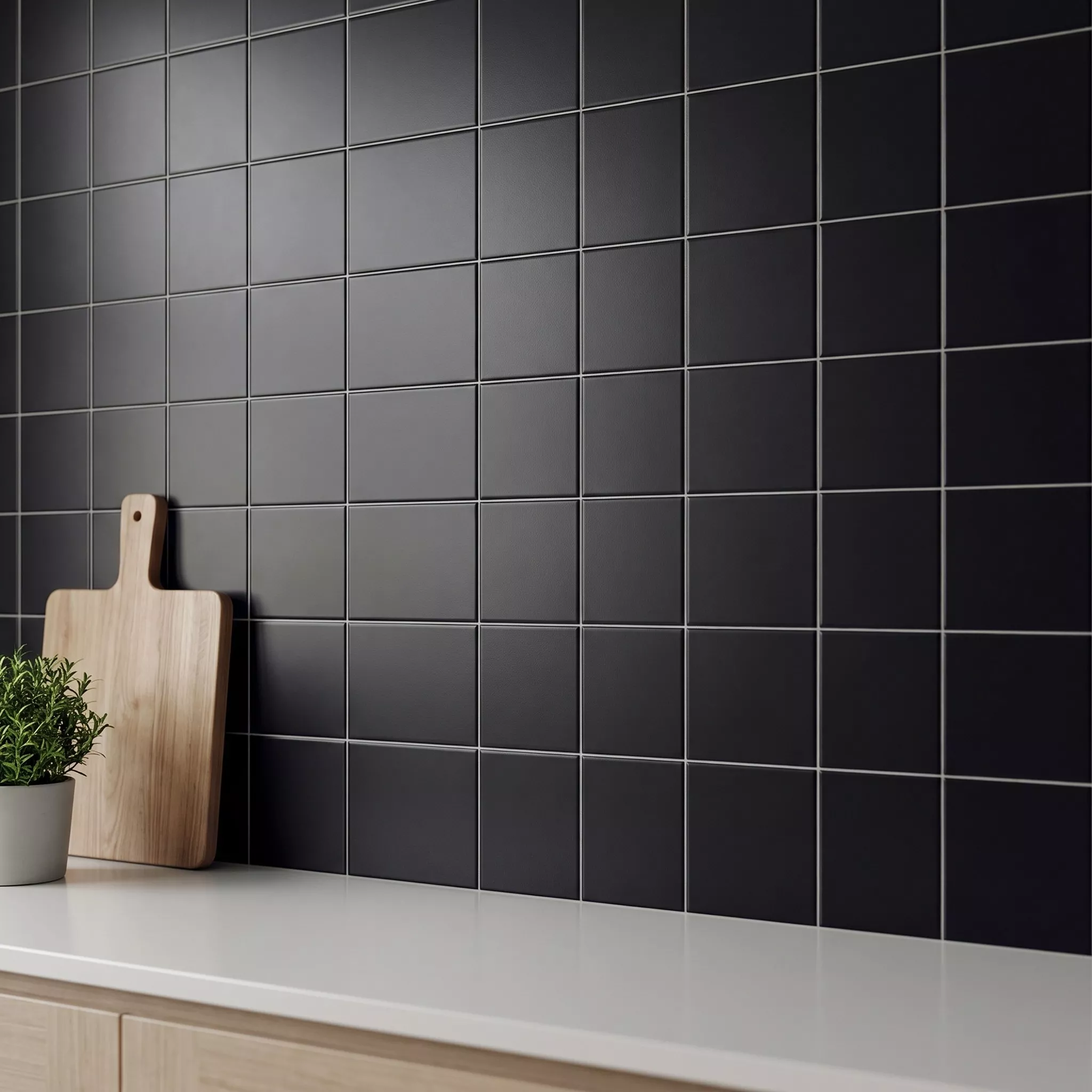 Metro tegel Zwart Mat 15x15 cm Zonder Facet Miona Negro