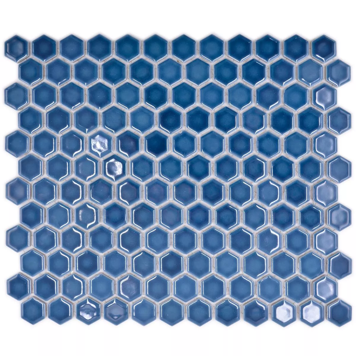 Sample van Keramiek Mozaïek Salomon Hexagon Blauw Groen H23