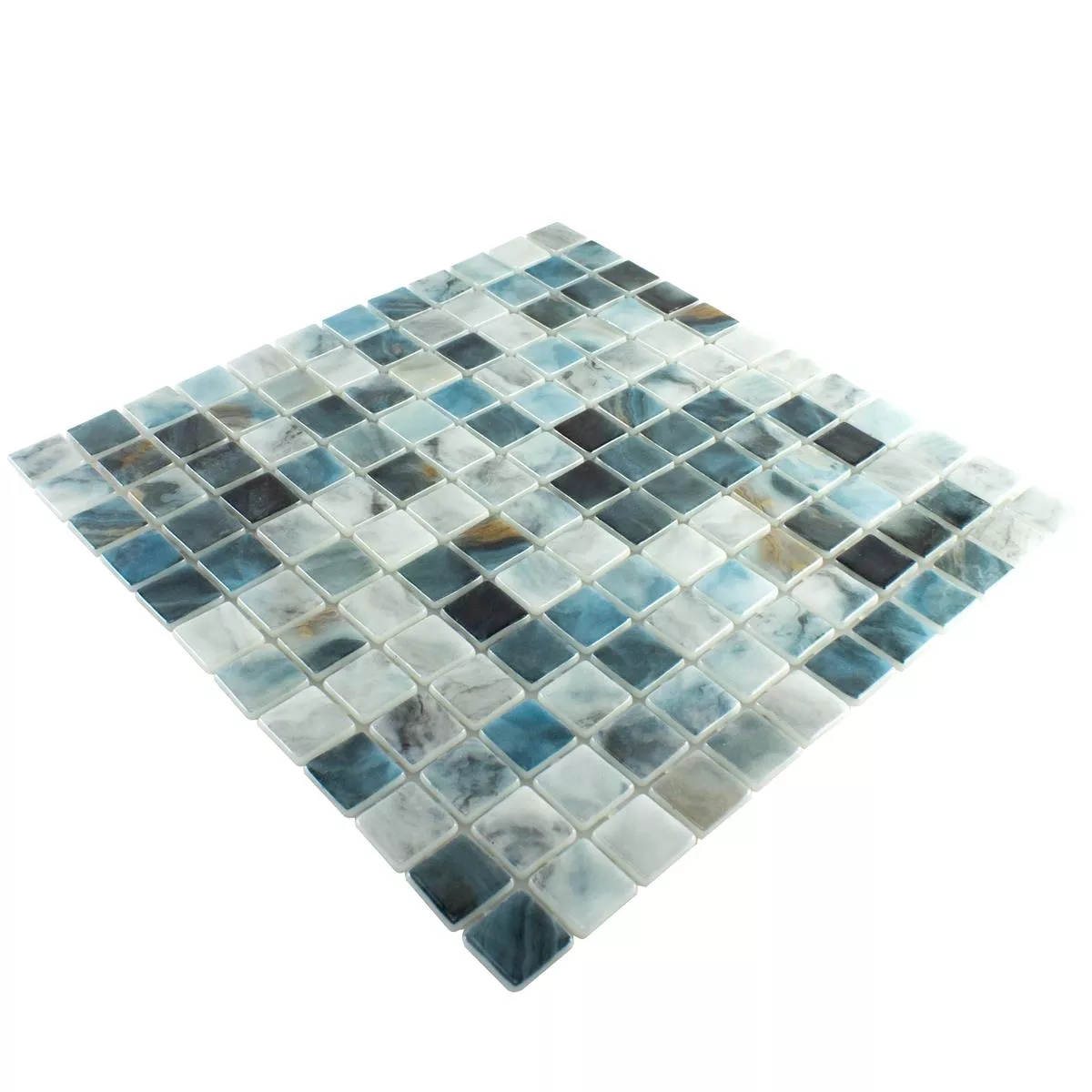 Glas Zwembad Mozaïek Baltic Blauw Grijs 25x25mm