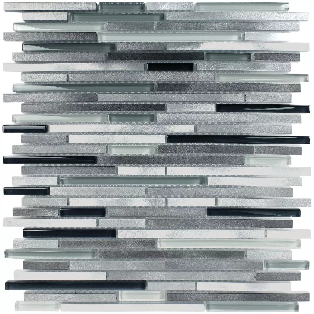 Sample Glas Metaal Mozaïektegels Freeway Zwart Zilver