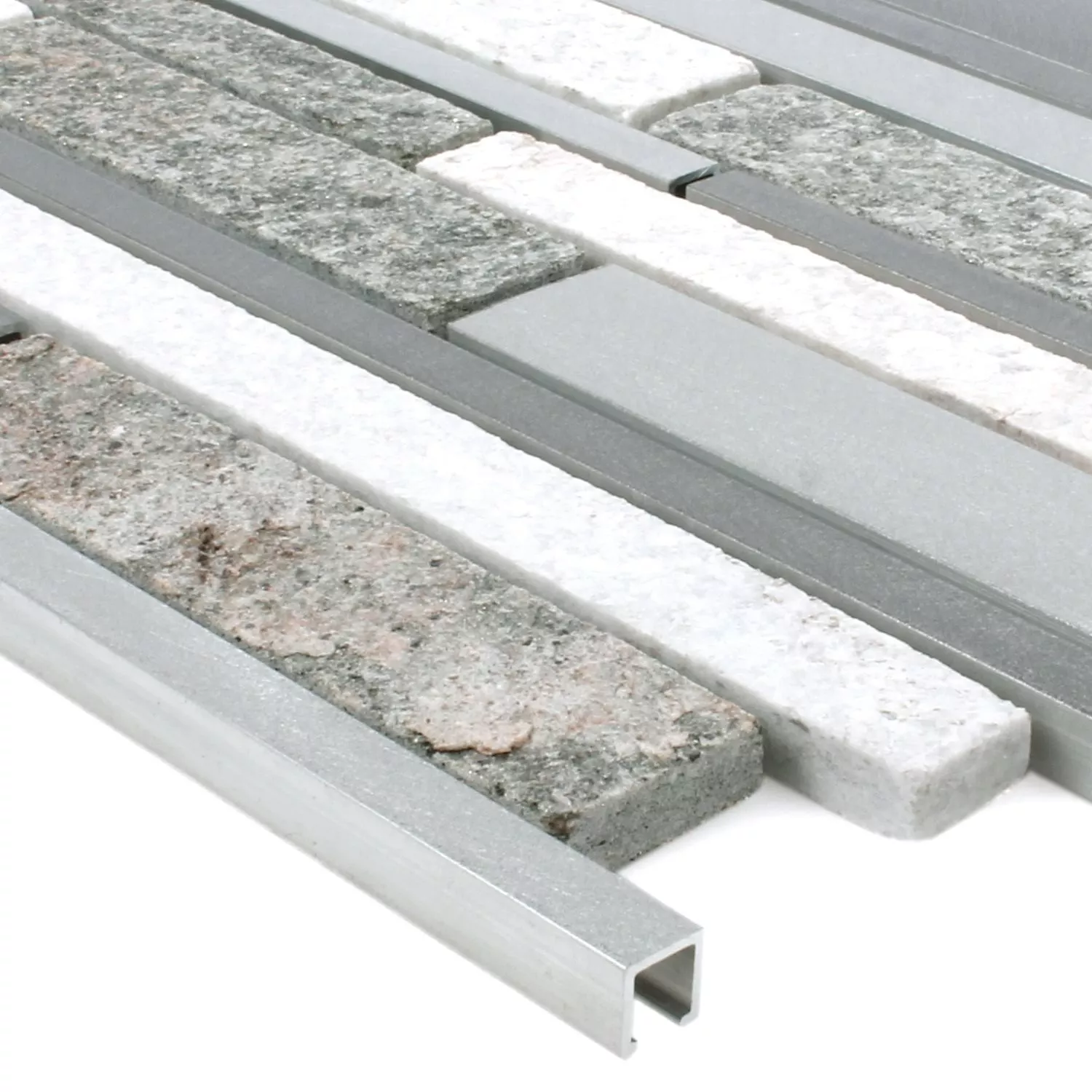 Mozaïektegel Wolga Kwartsiet Aluminium Mix Mozaïektegel Wolga Kwartsiet Aluminium Mix