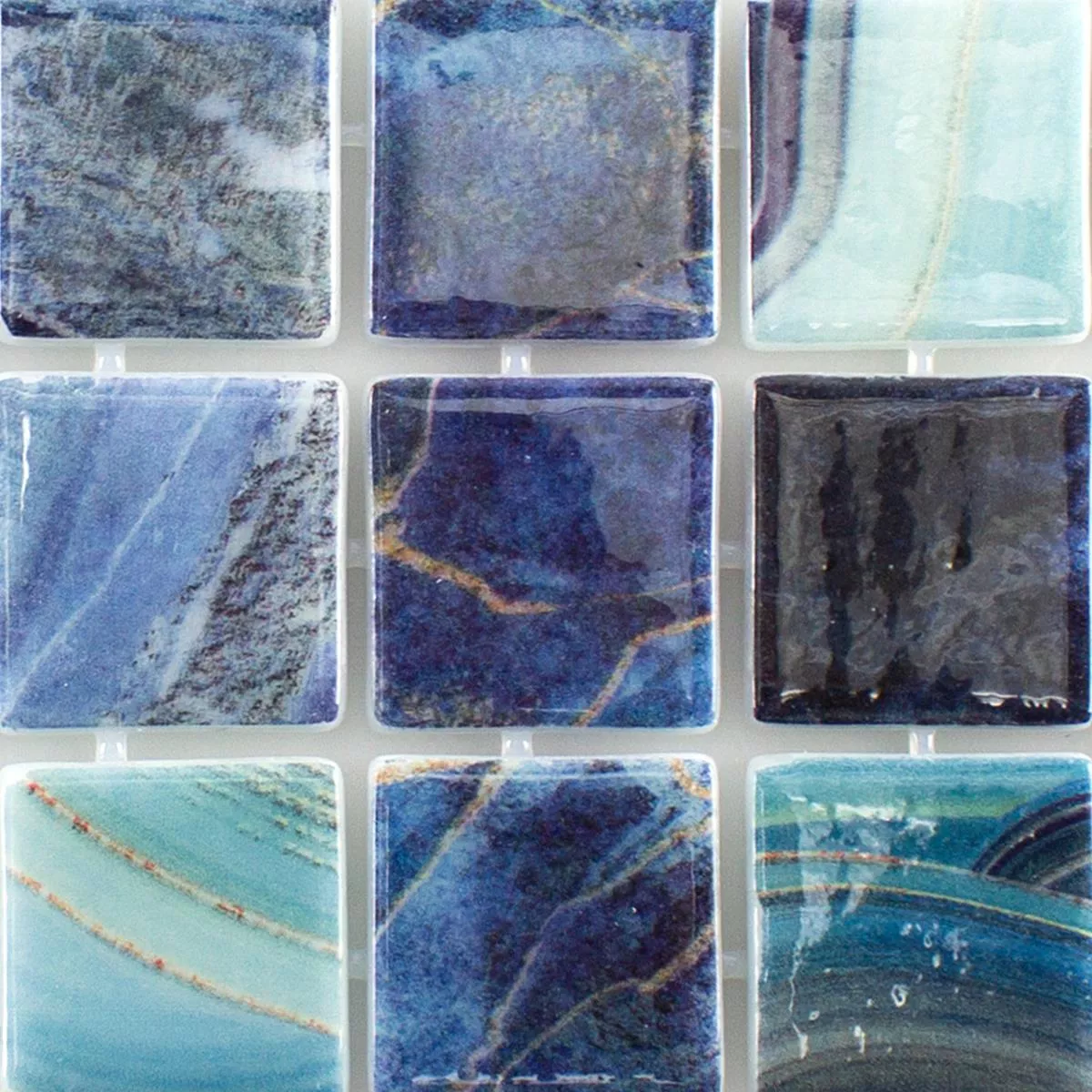 Sample Glas Zwembad Mozaïek Baltic Blauw Turquoise