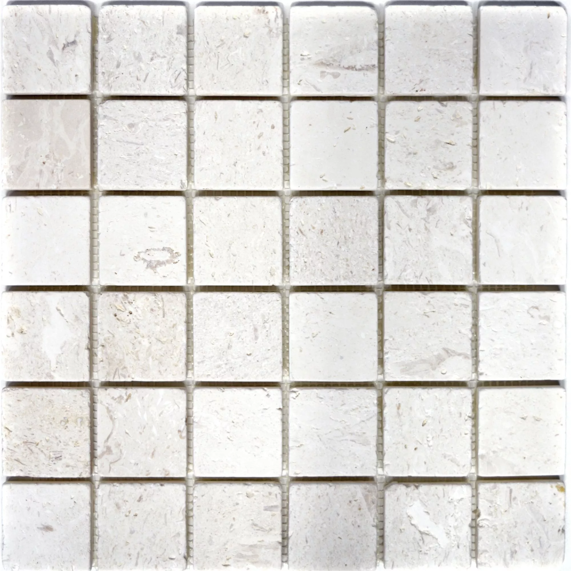 Sample Mozaïektegels Kalksteen Allerona Wit 48
