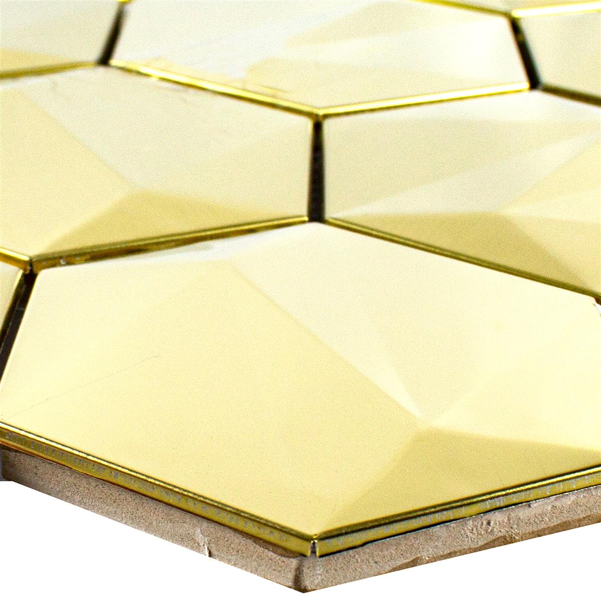 Roestvrij Staal Mozaïektegel Durango Hexagon 3D Goud