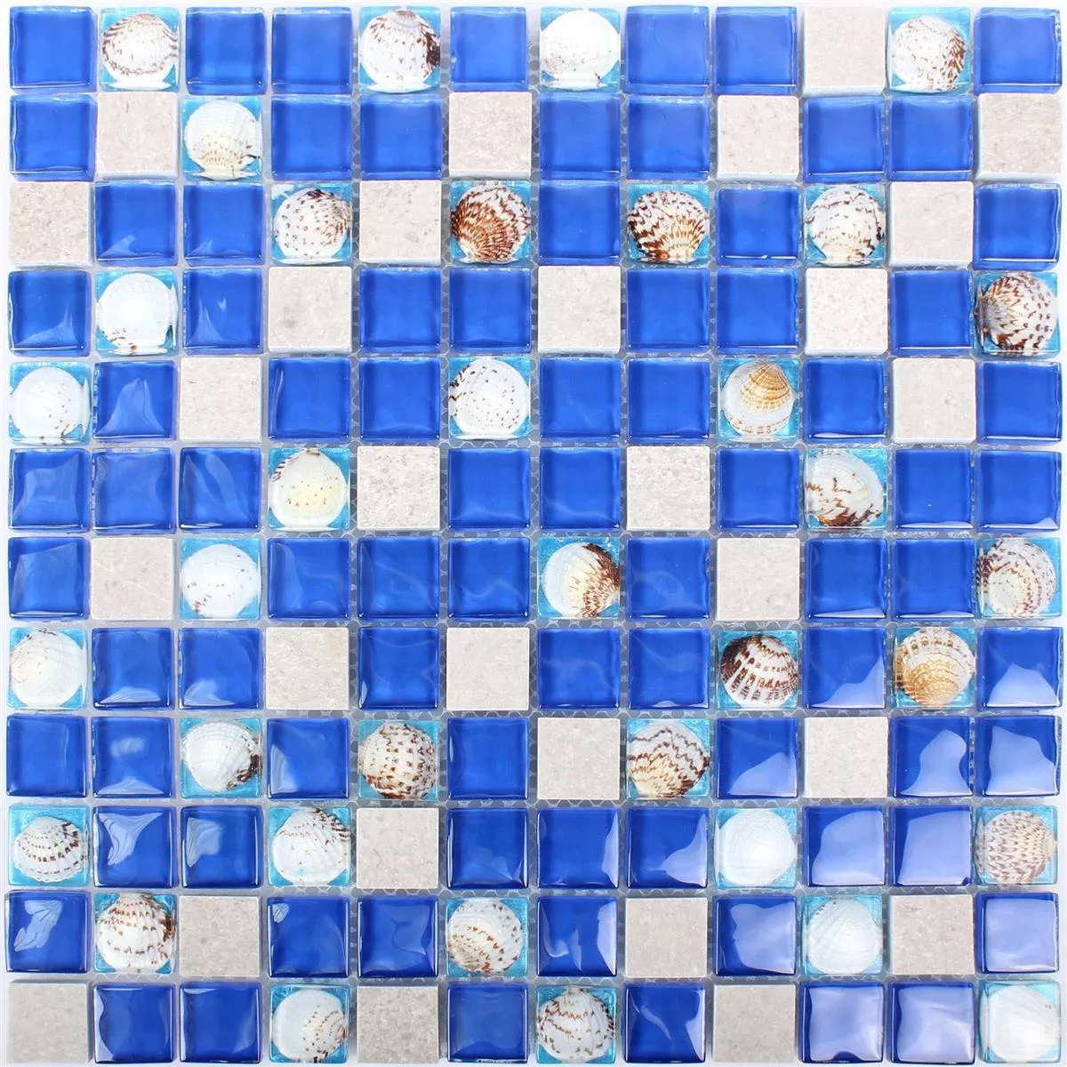Sample Glasmozaïek Natursteentegels Tatvan Blauw Grijs