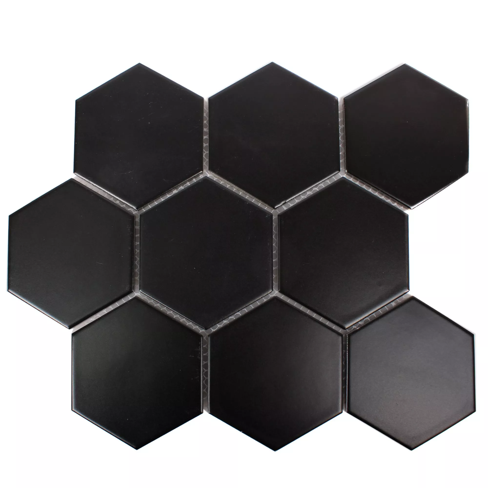 Sample Keramiek Mozaïektegels Hexagon Salamanca Zwart Mat H95