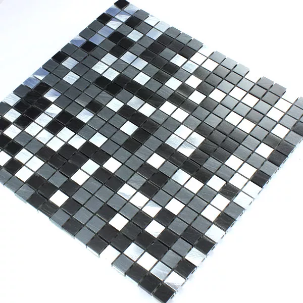 Mozaïektegel Aluminium Zwart Zilver 15x15x8mm