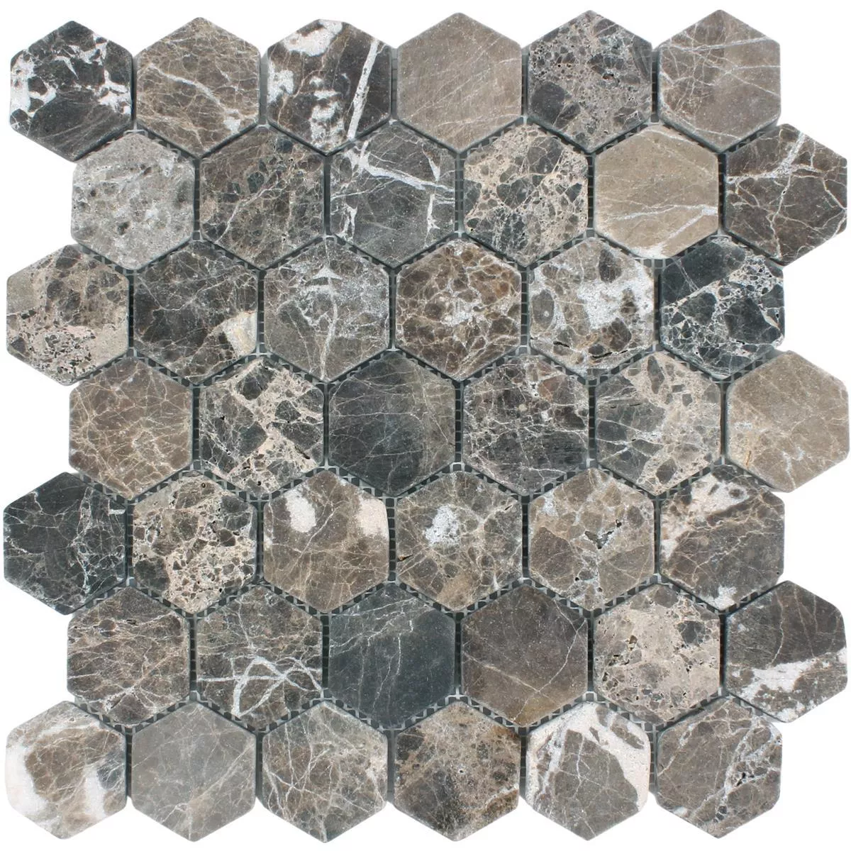Sample Mozaïektegels Marmer Tarsus Hexagon Emprador