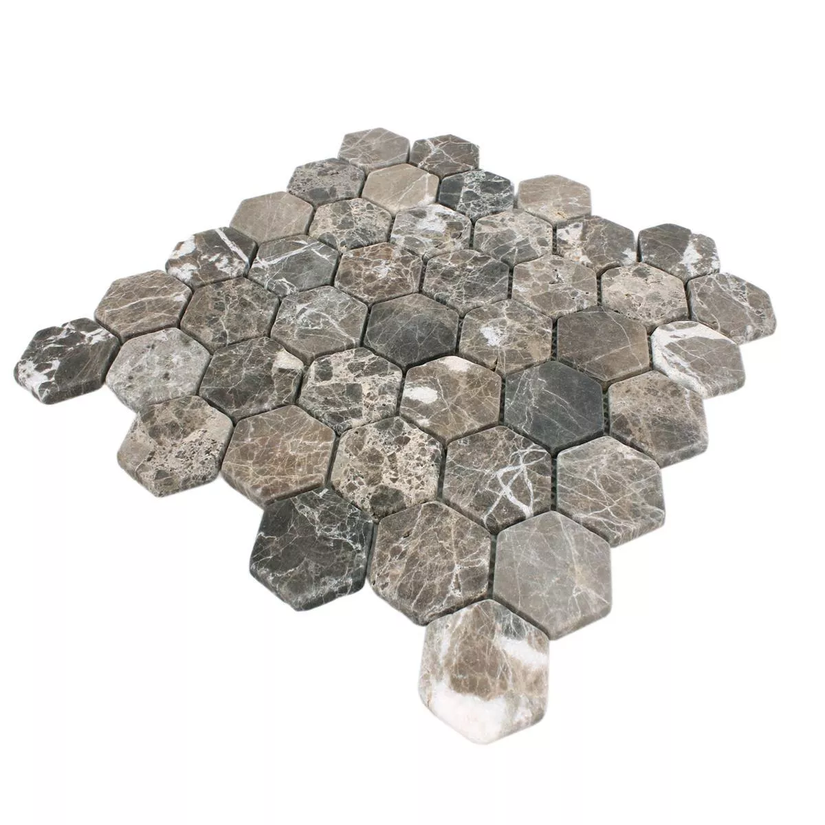 Sample Mozaïektegels Marmer Tarsus Hexagon Emprador