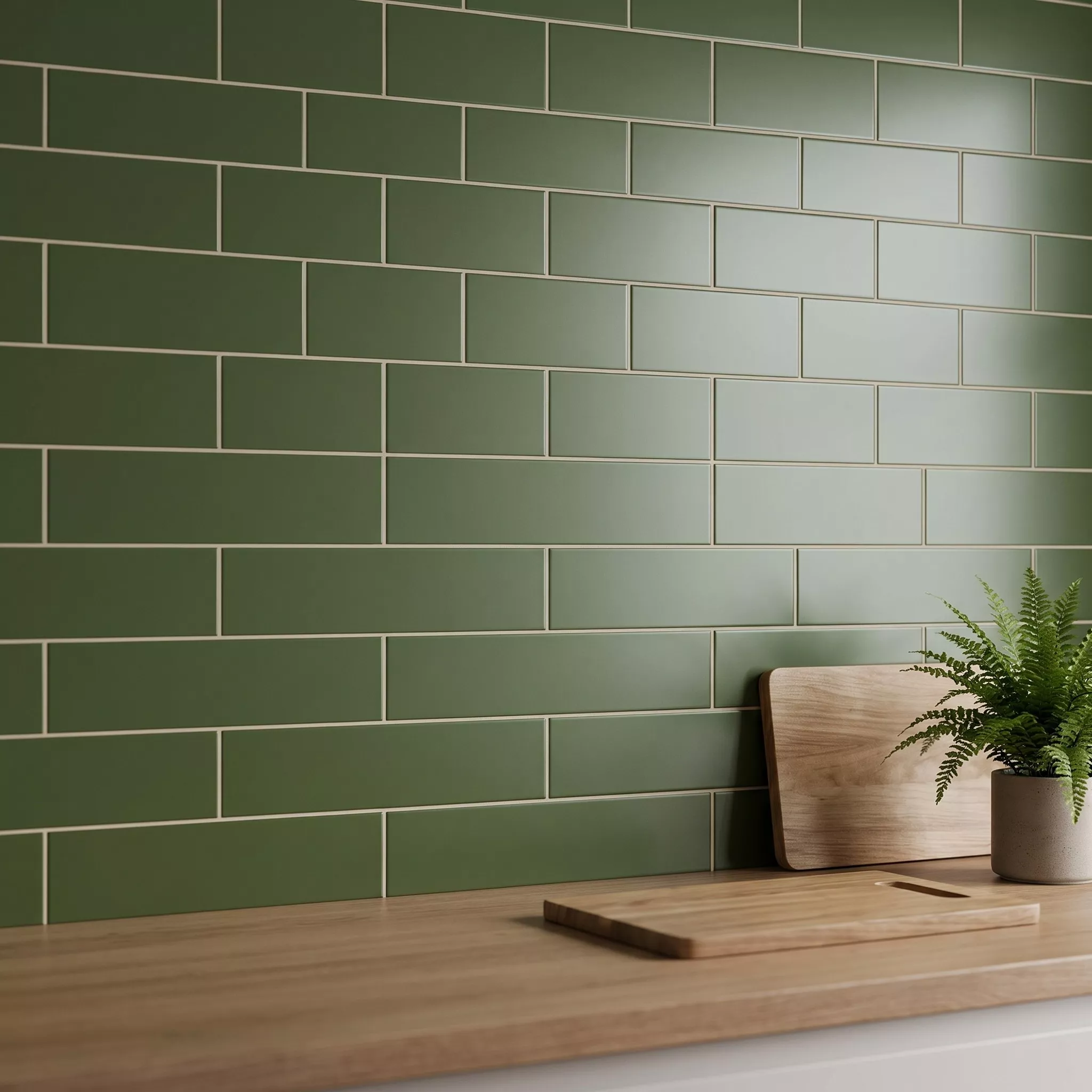 Metro tegel Groen Mat 10x20 cm Zonder Facet Avebury Botella