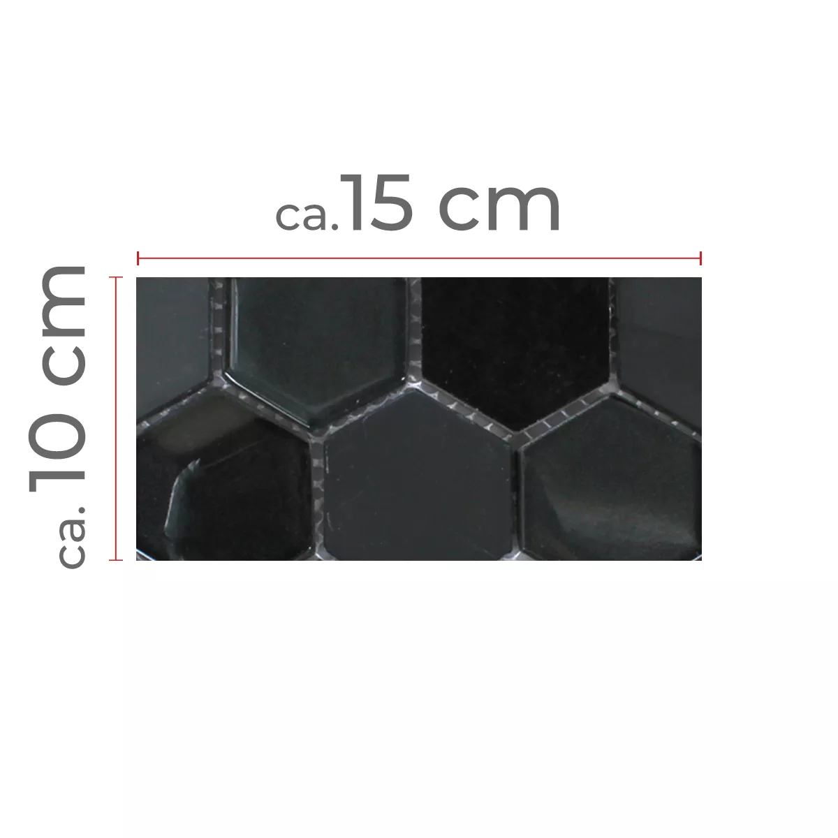 Sample Mozaïektegel Hexagon Glas Natuursteen Zwart 3D
