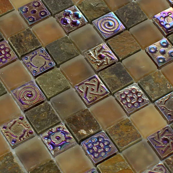 Sample Mozaïektegel Glas Kalksteen Marmer Phoenix Bruin