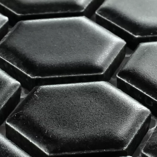Sample Mozaïektegel Keramiek Hexagon Zwart Mat H23