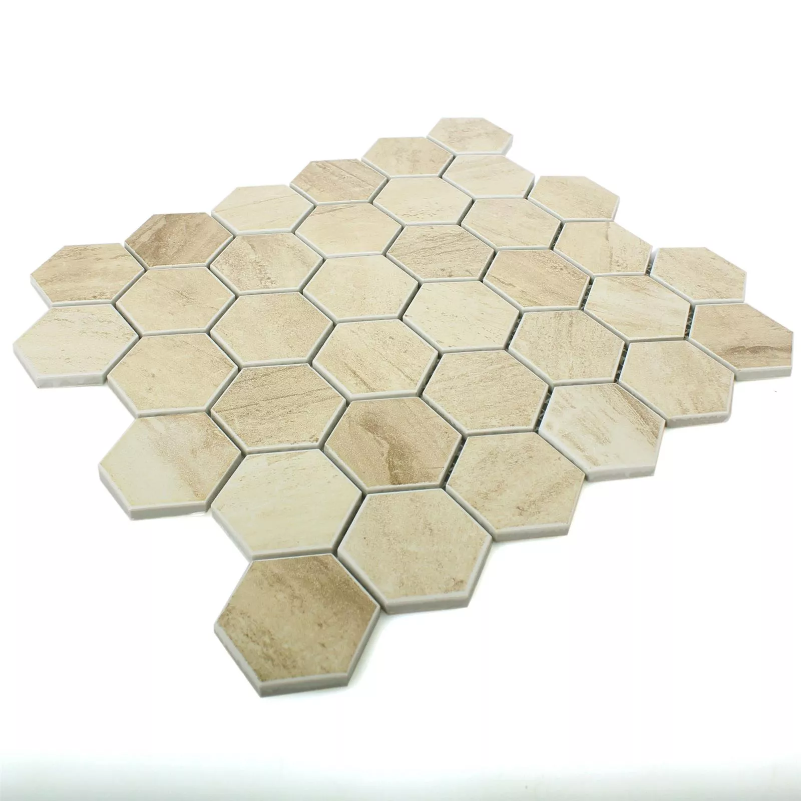 Keramiek Betonoptic Mozaïektegel Shepherd Hexagon Beige