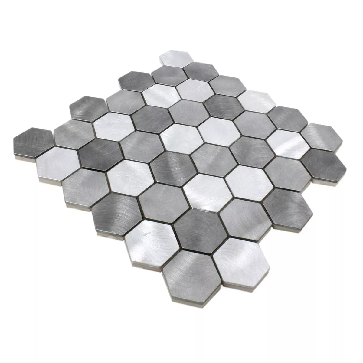 Mozaïektegel Aluminium Manhatten Hexagon Grijs Zilver