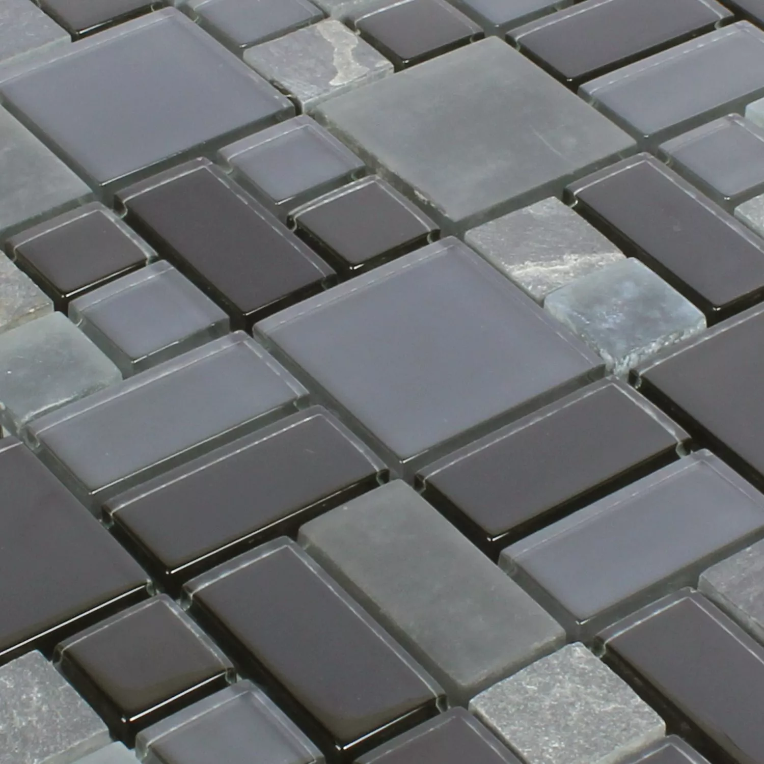 Sample Mozaïektegel Apollo Natuursteen Glasmix Zwart