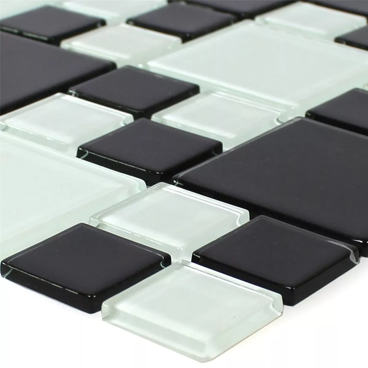 Sample Glasmozaïek Tegels Zwart Wit Mix