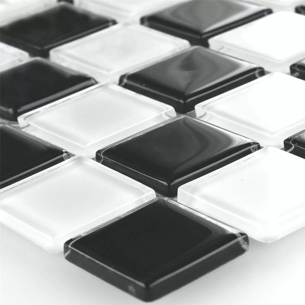 Sample Mozaïektegel Glas Schaakbord Zwart Wit