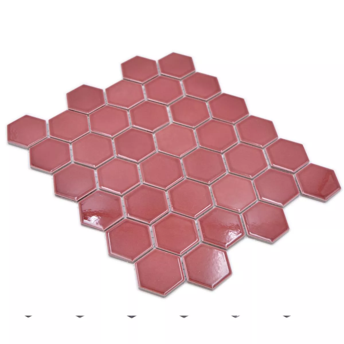 Sample van Keramiek Mozaïek Salomon Hexagon Bordeaux Rood H51