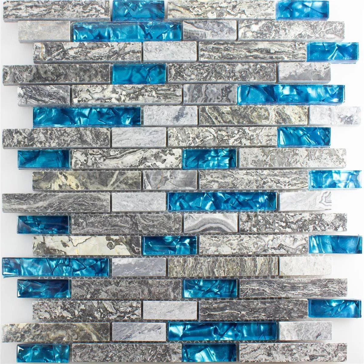 Sample Glasmozaïek Natursteentegels Manavgat Grijs Blauw Brick