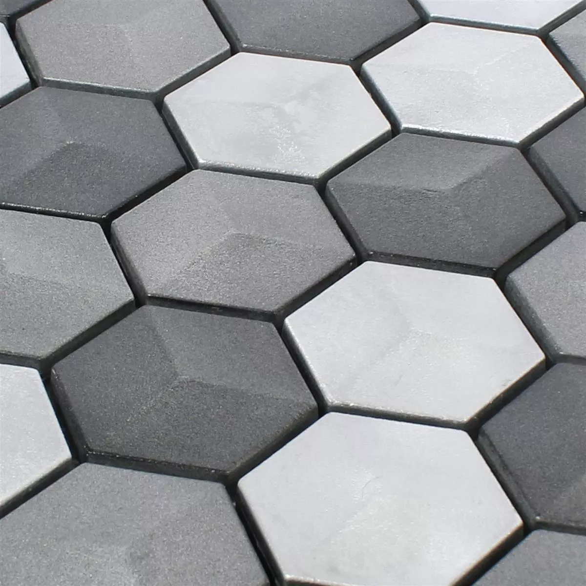 Sample Mozaïektegel Hexagon Kandilo Zwart Zilver