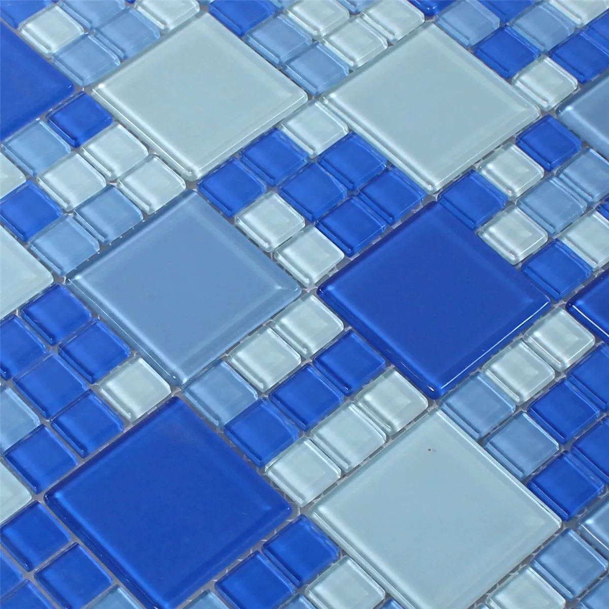 Sample Glasmozaïek Tegels Blauw Lichtblauw Mix
