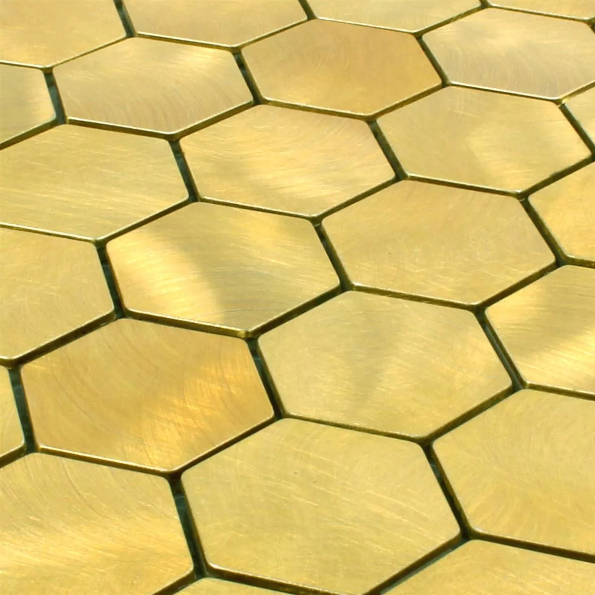 Sample Mozaïektegel Aluminium Manhatten Hexagon Guld