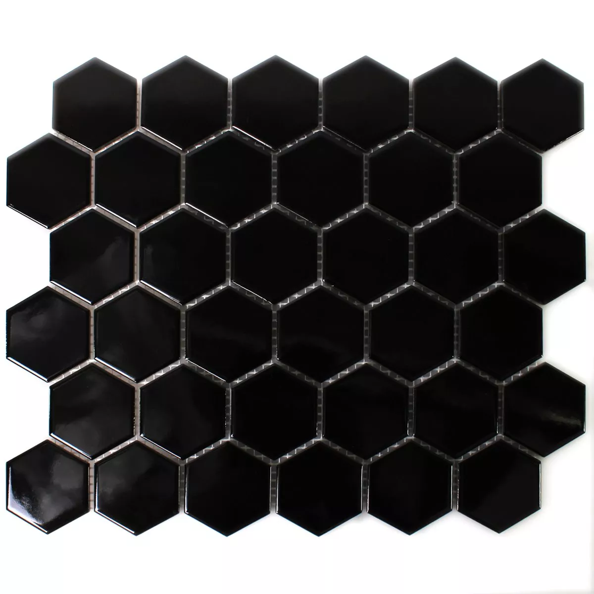 Mozaïektegel Keramiek Hexagon Zwart Glanzend