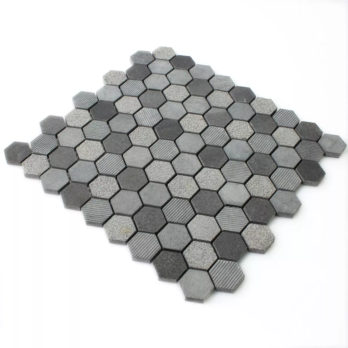 Mozaïektegel Hexagon Natuursteen Notte Antraciet
