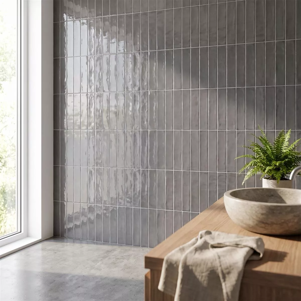 Topkapi Grijs Glanzend Rustiek 10x30 cm Dark Grey