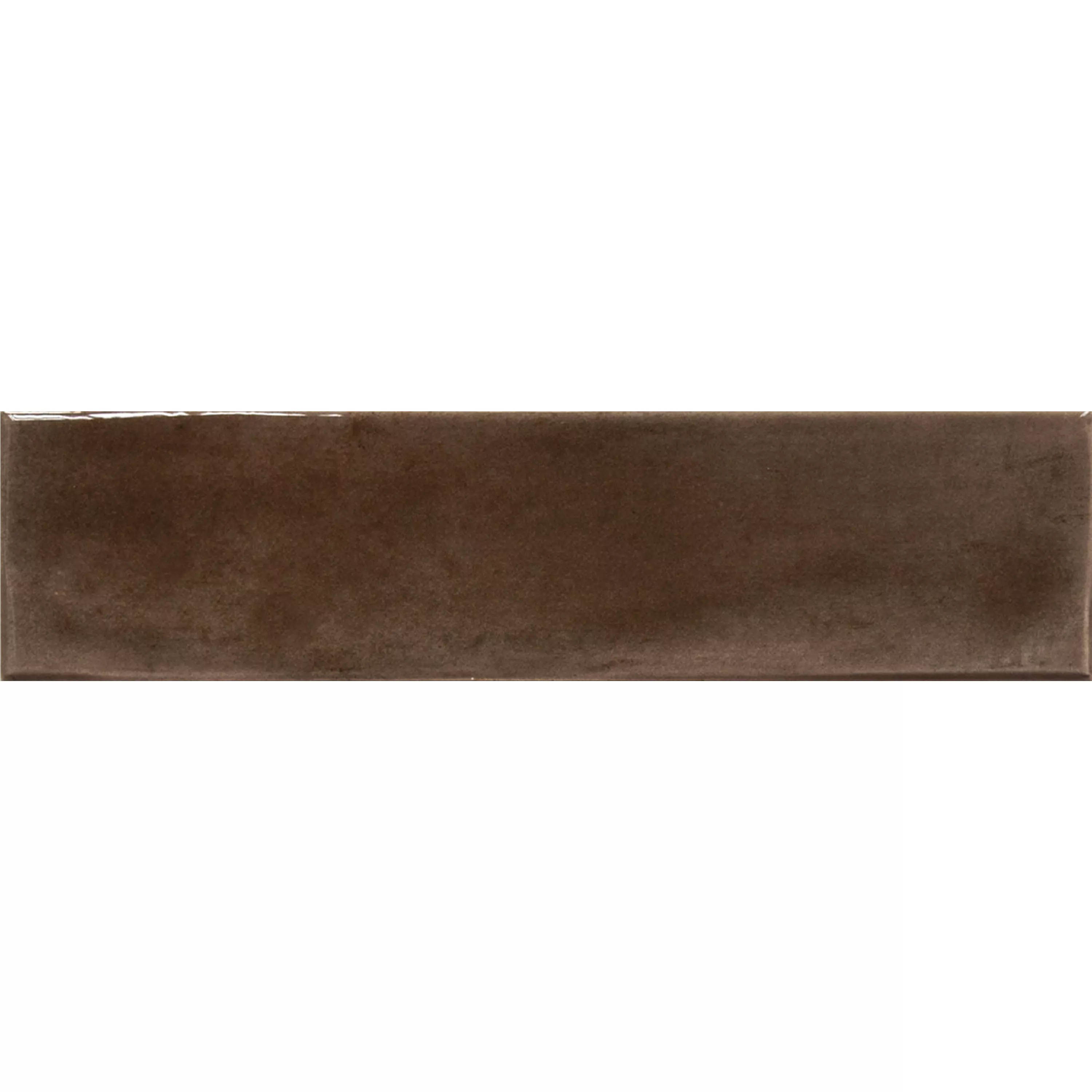 Wandtegels Conway Gegolfd 7,5x30cm Donkerbruin