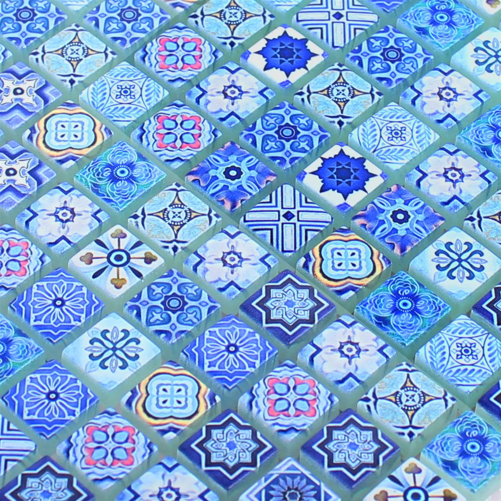 Sample Glasmozaïek Tegels Marrakech Blauw