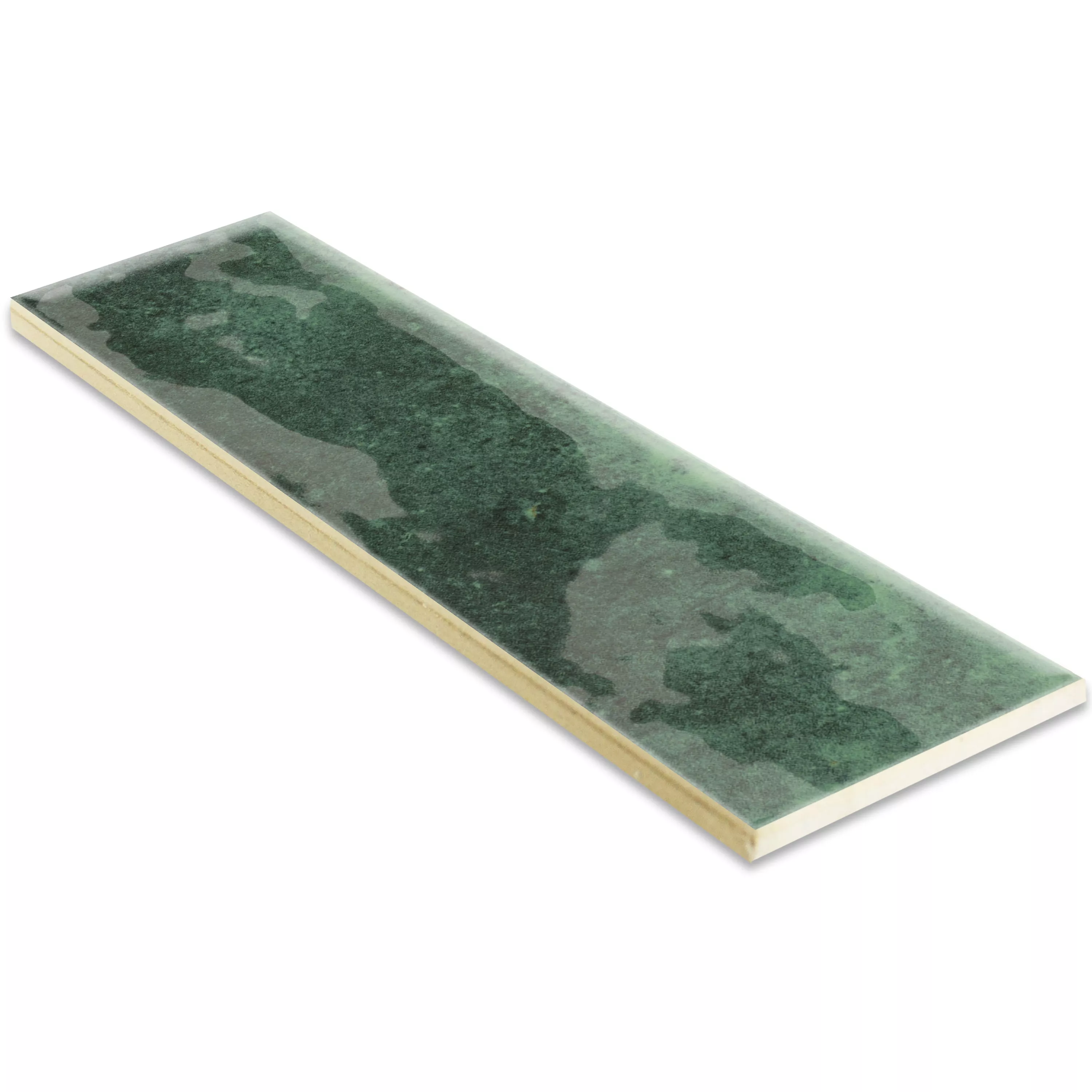 Sample Wandtegels Arosa Glanzend Gegolfd Smaragdgroen 6x25cm