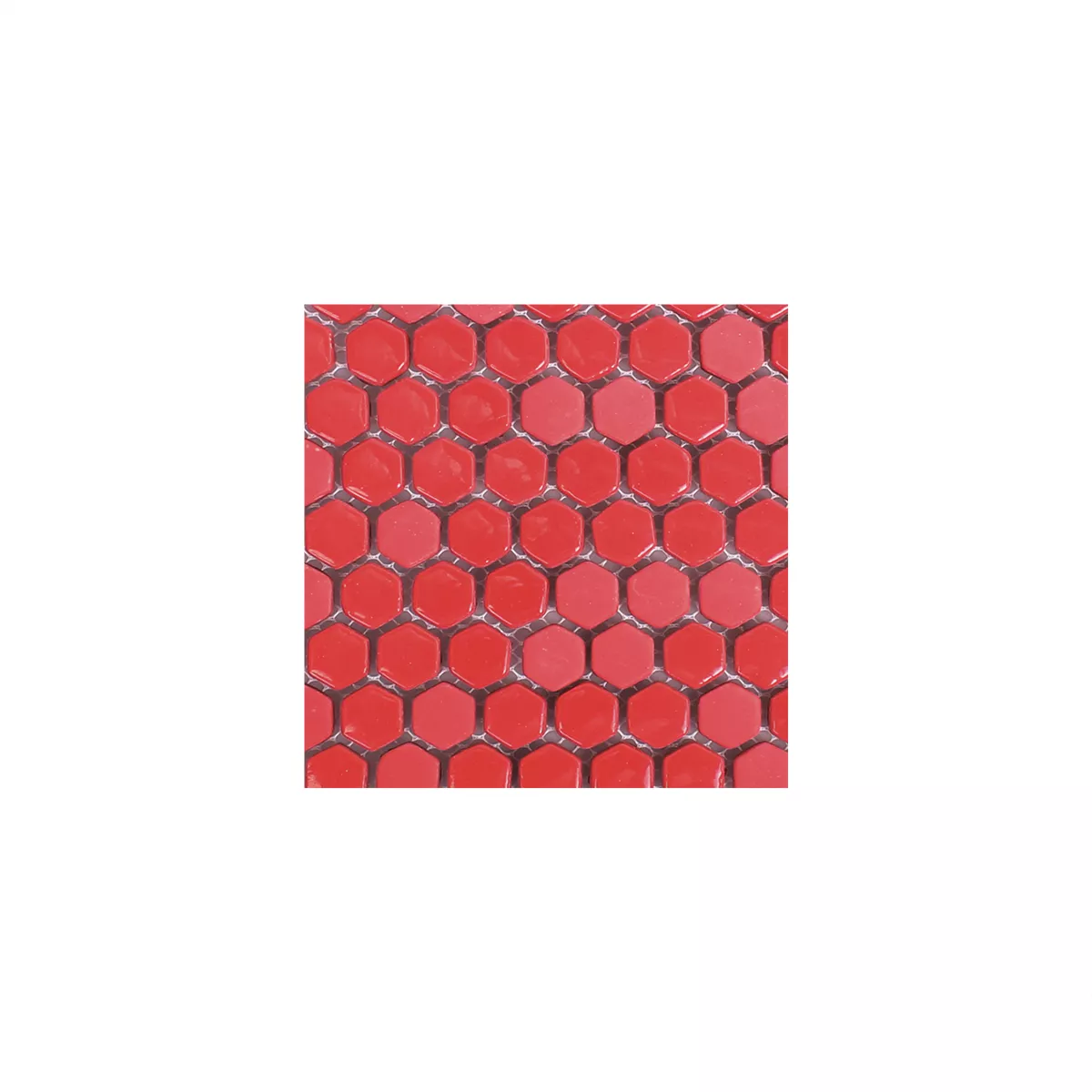 Sample Glasmozaïek Tegels Brockway Hexagon Eco Rood