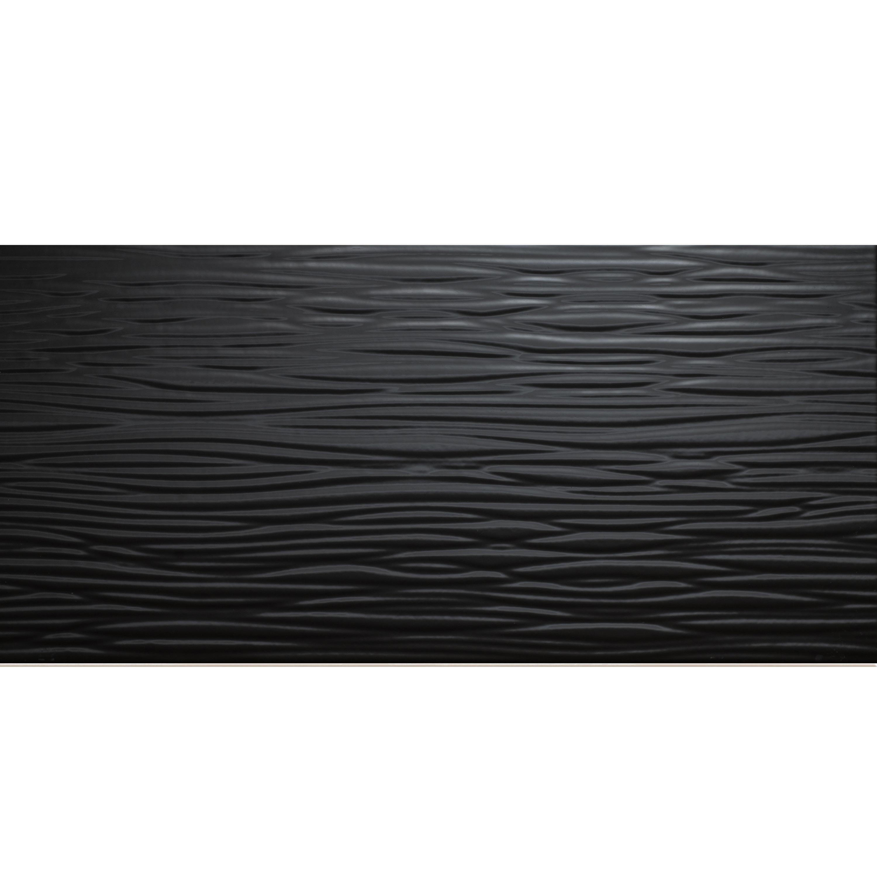 Wandtegels Norway Gestructureerde Glanzend 25x50cm Zwart
