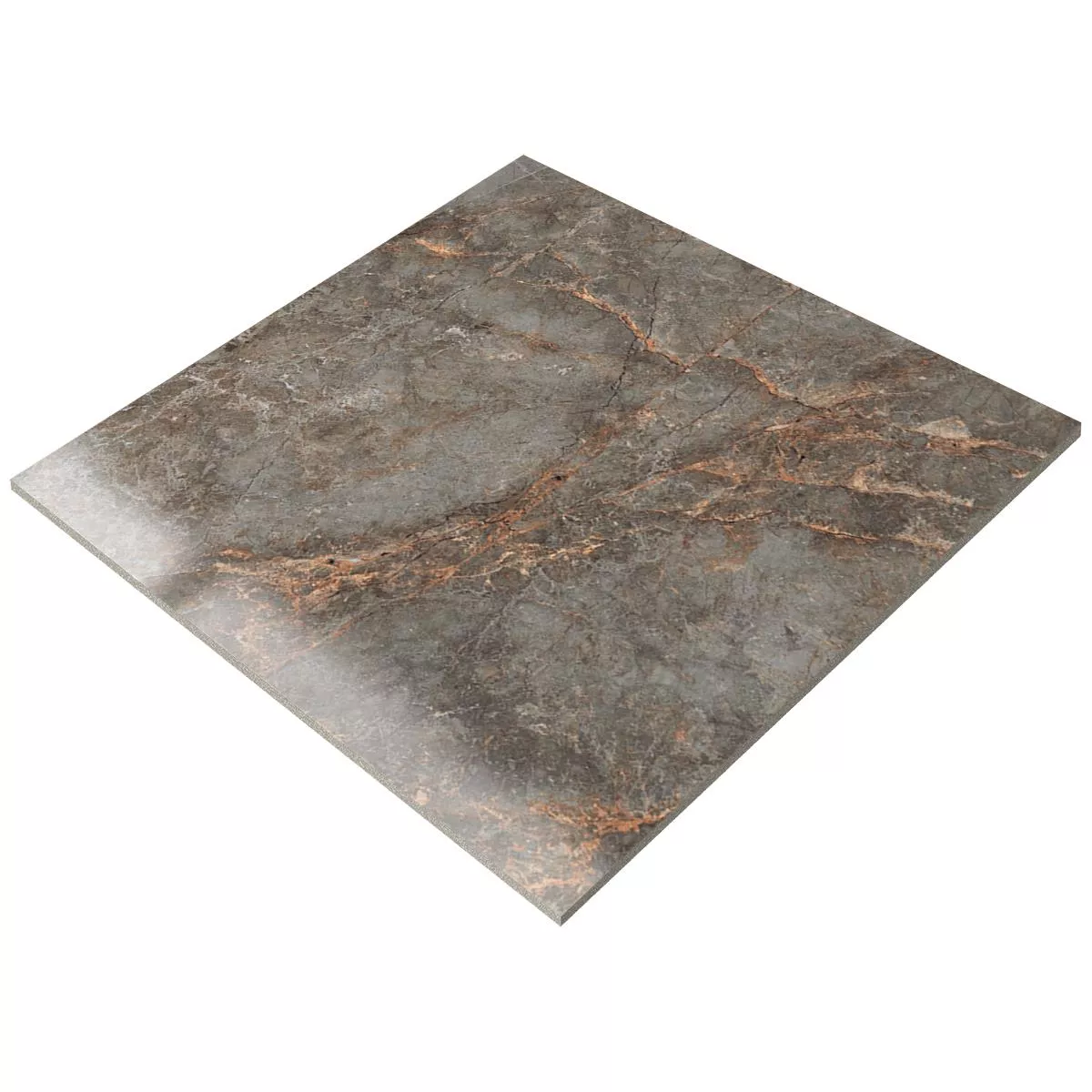 Vloertegels Montefalco Marmerlook Goud Grijs Glanzend Glanzend 60x60cm