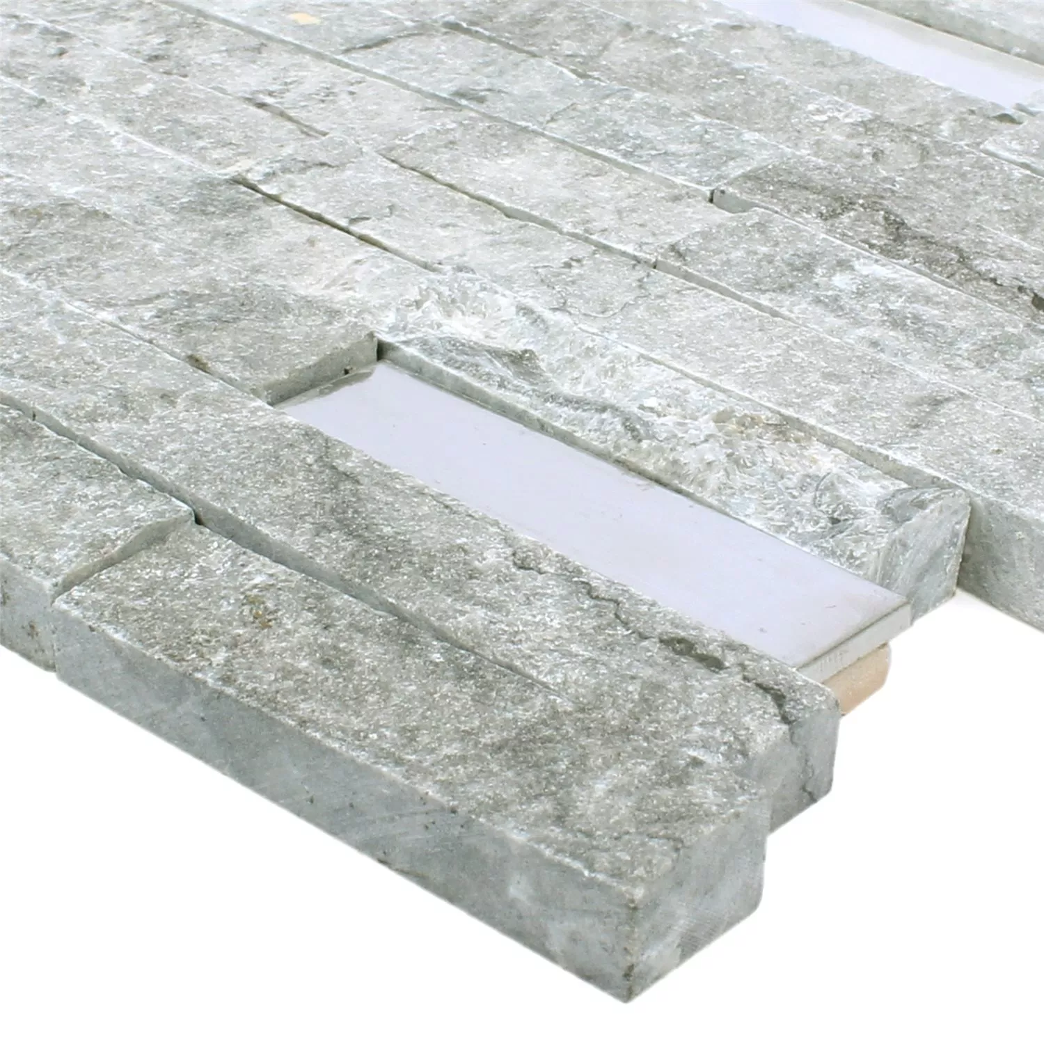 Sample Mozaïektegel Deepstone Natuursteen Roestvrij Staal Grijs 3D