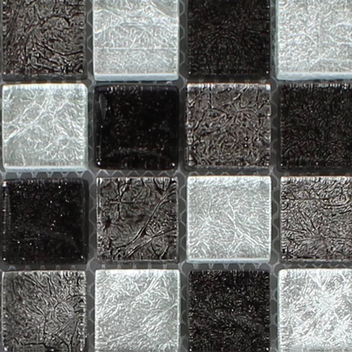Sample Glasmozaïek Tegels Curlew Zwart Zilver 