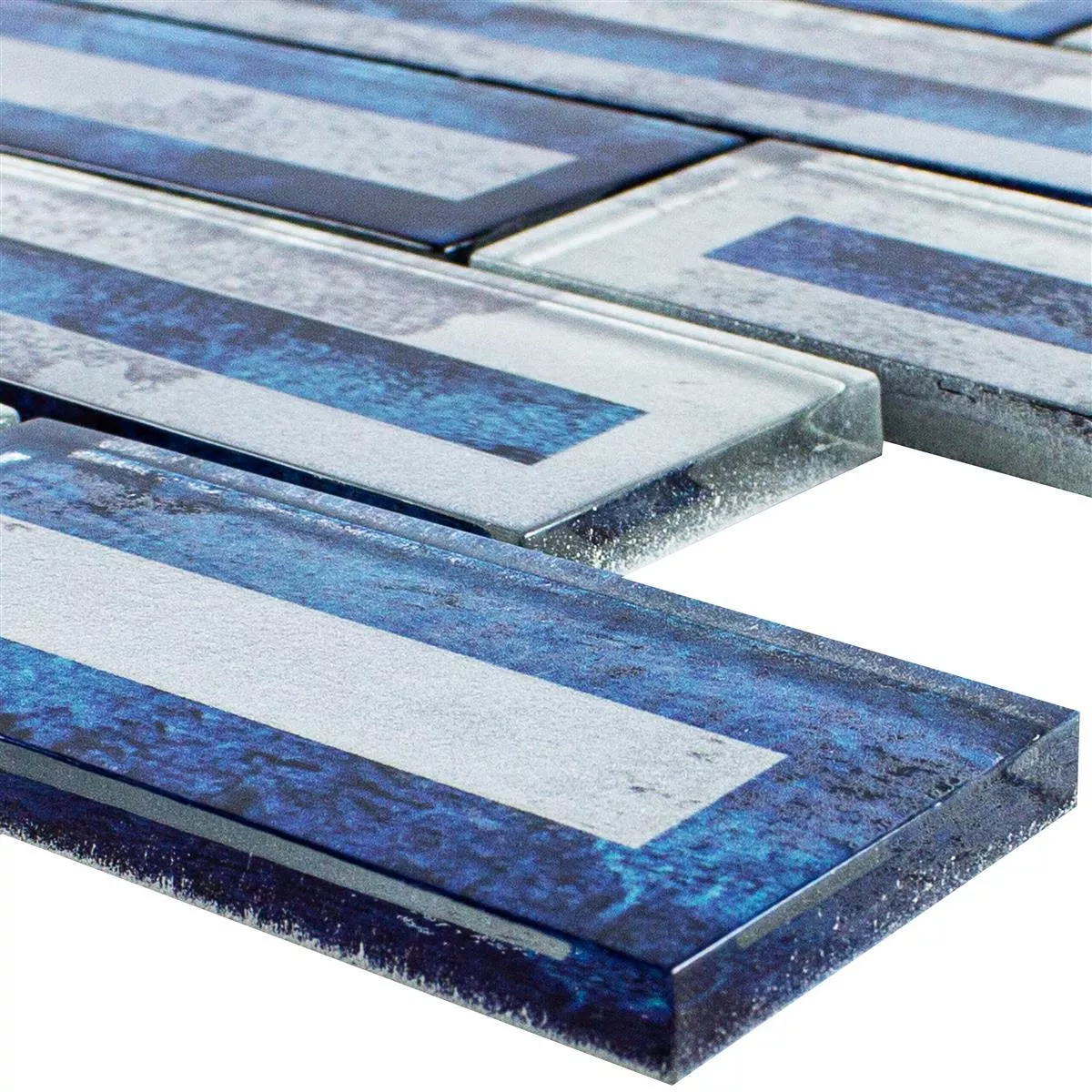 Glasmozaïek Tegels Romans 2D Effect Blauw