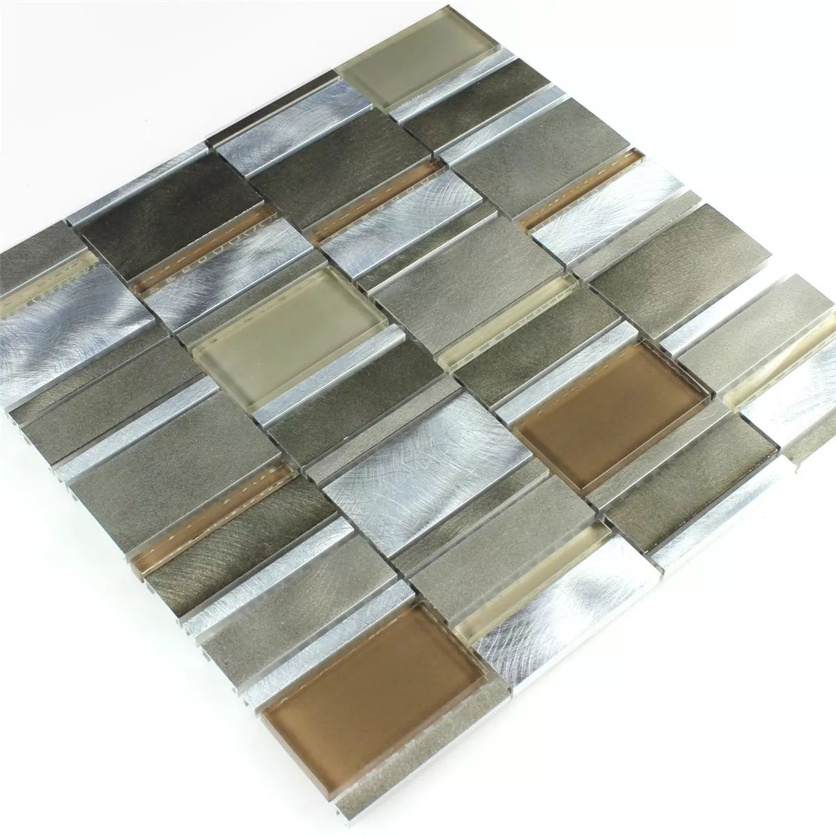 Mozaïektegel Aluminium Glas Bruin Beige