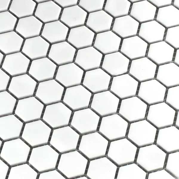 Sample Mozaïektegel Keramiek Hexagon Wit Mat H23