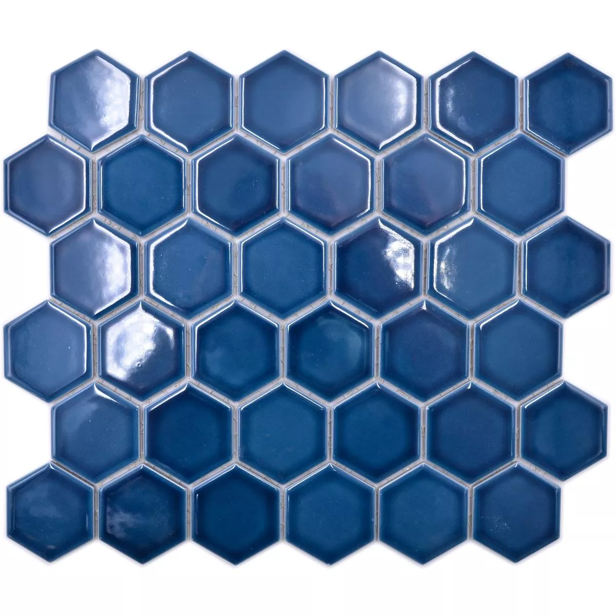 Sample van Keramiek Mozaïek Salomon Hexagon Blauw Groen H51