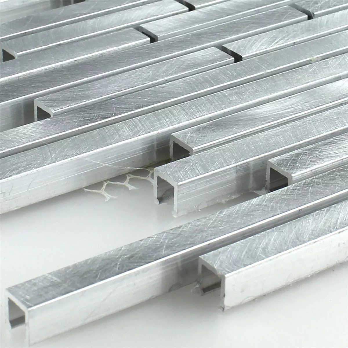 Mozaïektegel Aluminium Zilver Stripes