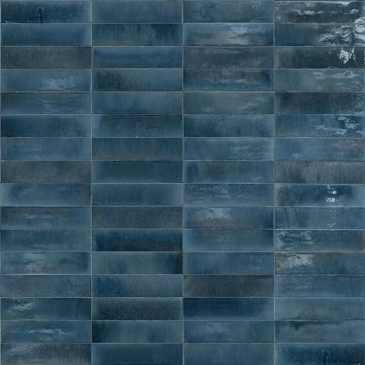 Sample Wandtegels Laguna Glanzend Gegolfd Blauw 6x24cm