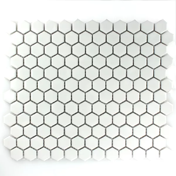 Mozaïektegel Keramiek Hexagon Wit Mat H23