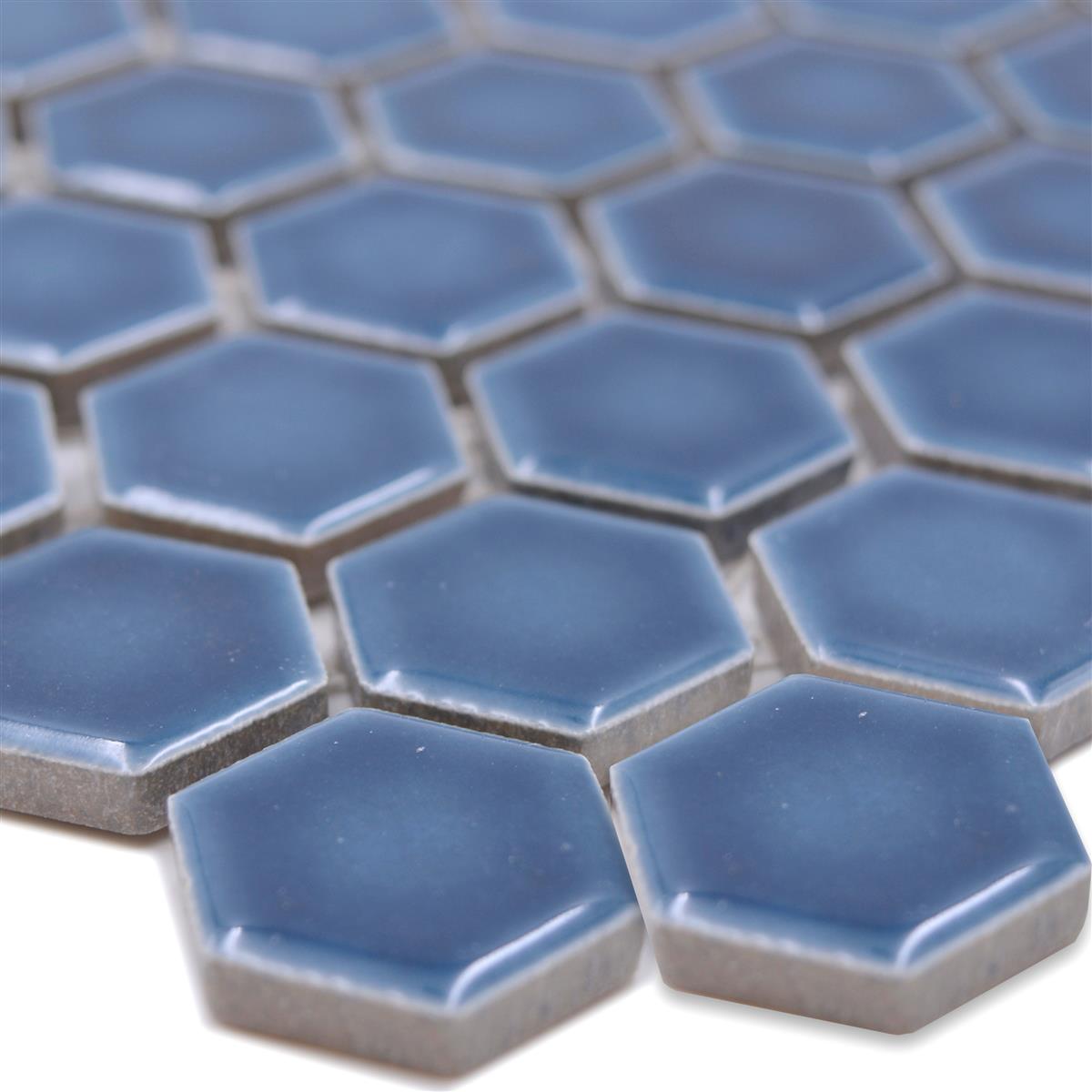 Sample van Keramiek Mozaïek Salomon Hexagon Blauw Groen H23